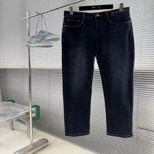 버버리 스트레이트 핏 생지 남녀공용 데님 팬츠