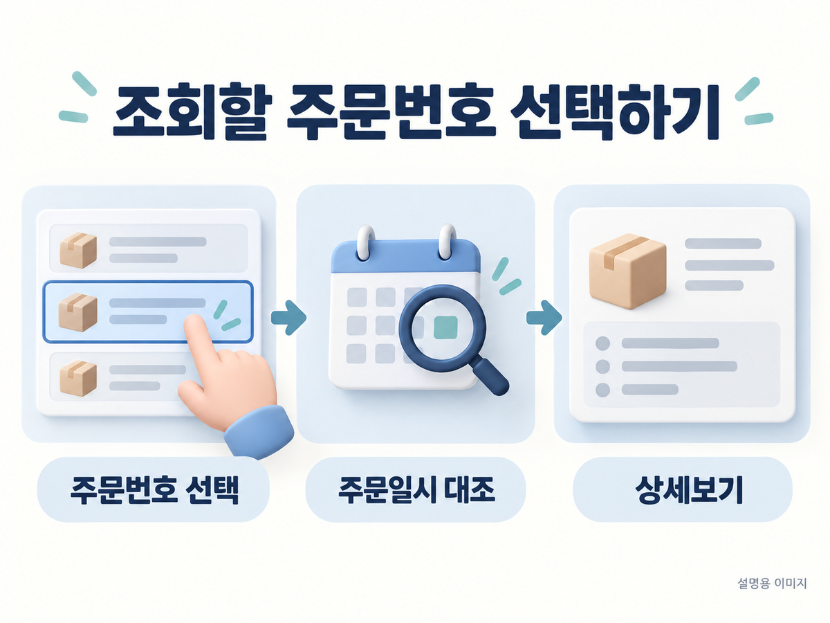조회할 주문번호 선택하기의 핵심 확인 사항을 보여주는 설명용 이미지