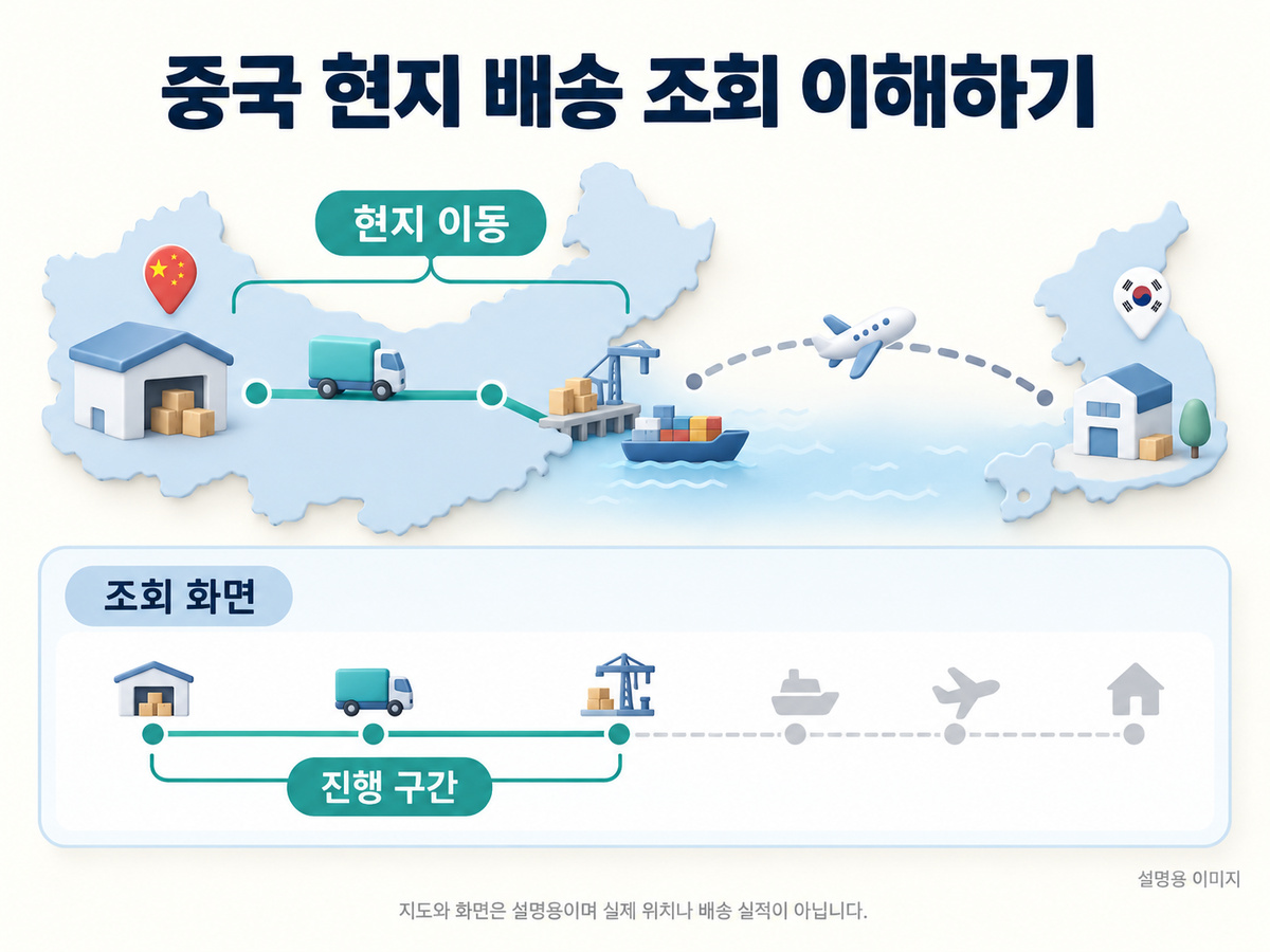 중국 현지 배송 조회 이해하기의 핵심 확인 사항을 보여주는 설명용 이미지