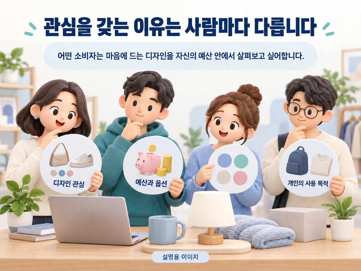 관심을 갖는 이유는 사람마다 다릅니다의 핵심 내용을 구분해 보여주는 설명용 이미지