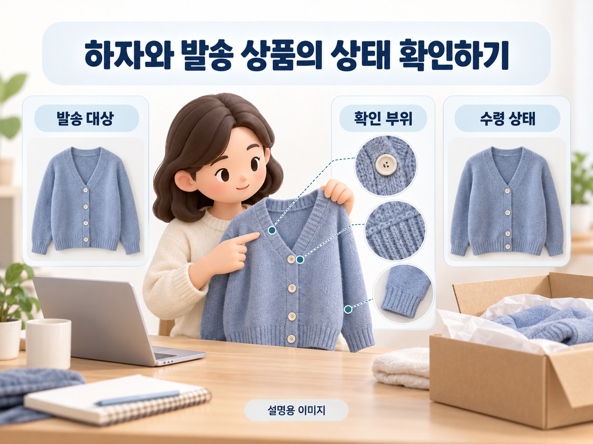 방송에 나온 상품과 수령 상품의 봉제·장식·구성 차이를 사진으로 비교하는 설명용 이미지