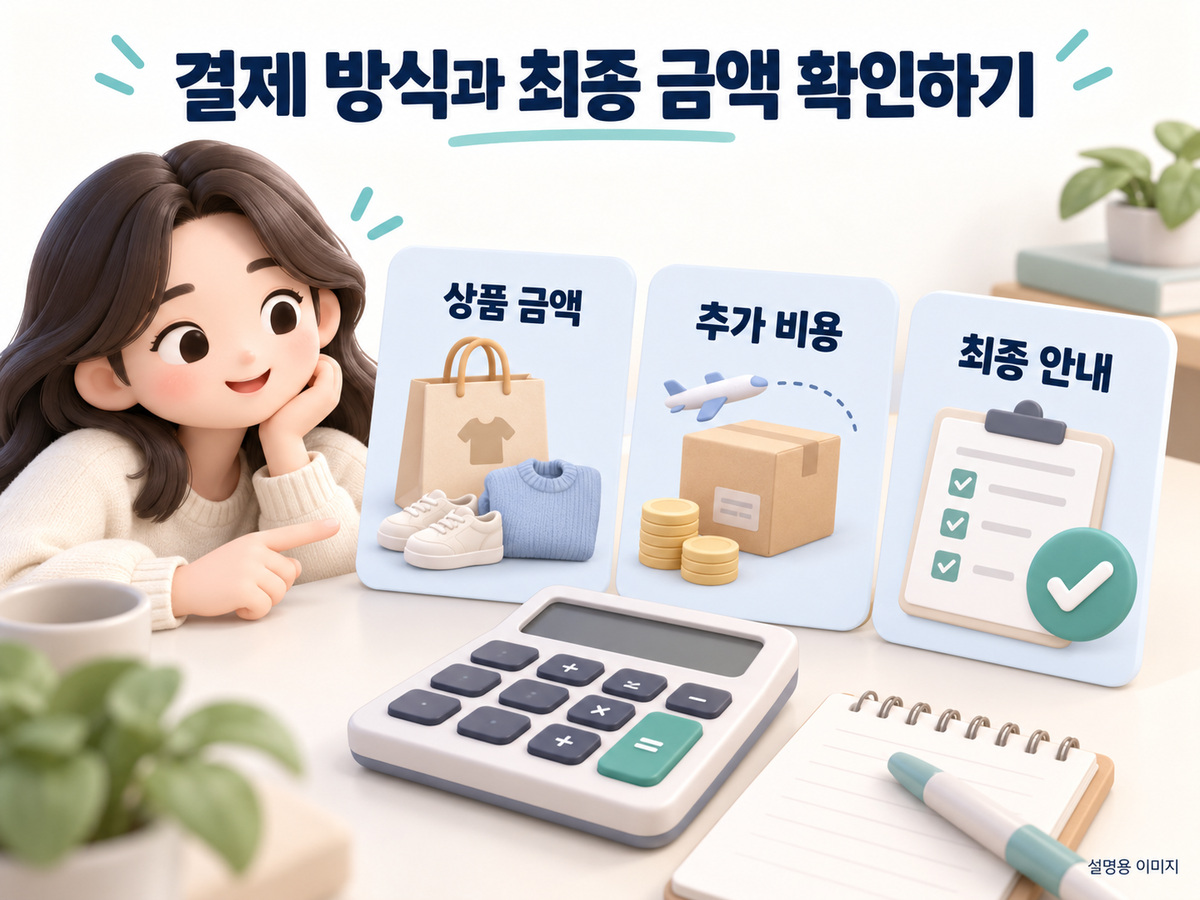 결제 방식과 최종 금액 확인하기의 확인 기준을 정리한 설명용 이미지