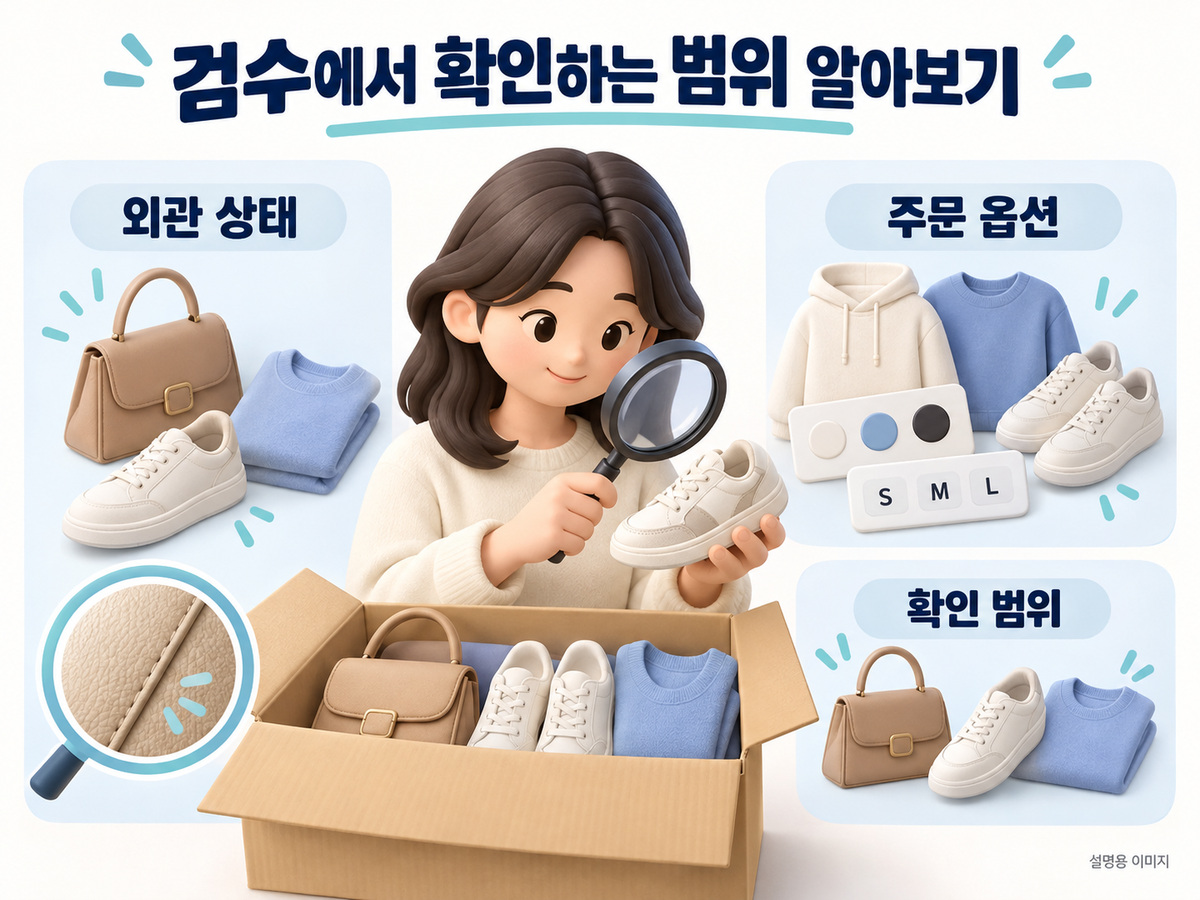 검수에서 확인하는 범위 알아보기의 확인 기준을 정리한 설명용 이미지