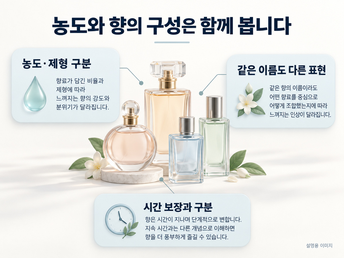 농도와 향의 구성은 함께 봅니다의 핵심 내용을 보여주는 설명용 이미지