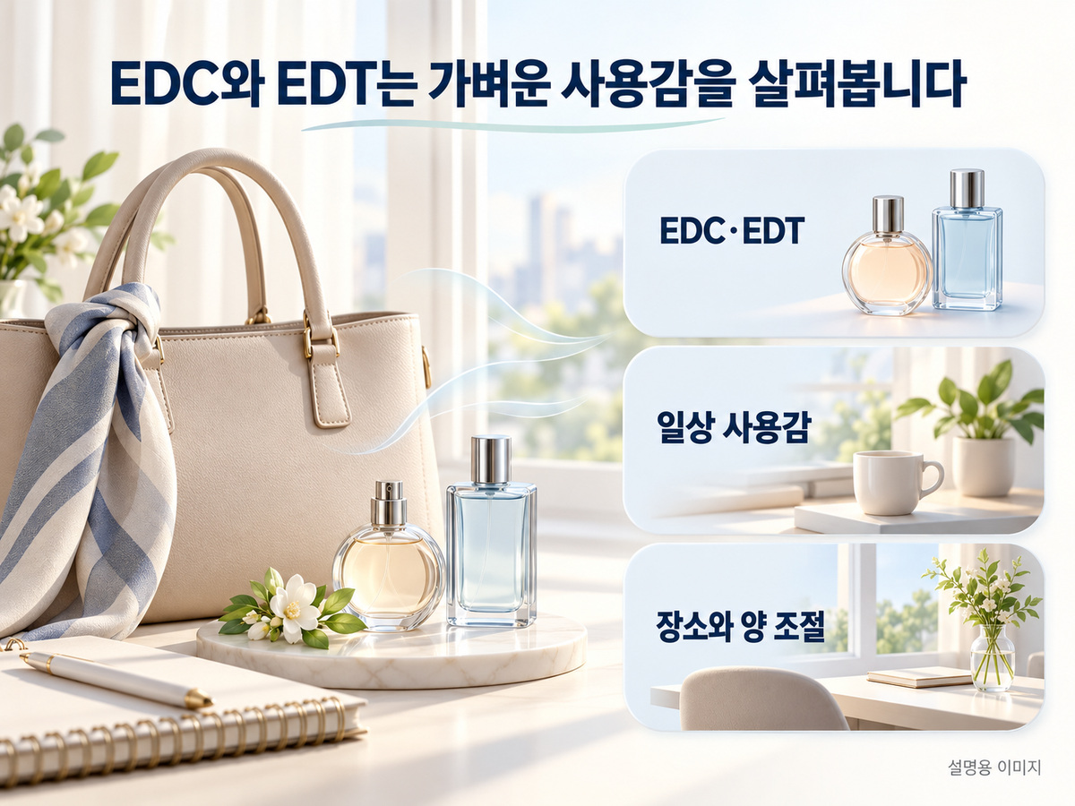 EDC와 EDT는 가벼운 사용감을 살펴봅니다의 핵심 내용을 보여주는 설명용 이미지