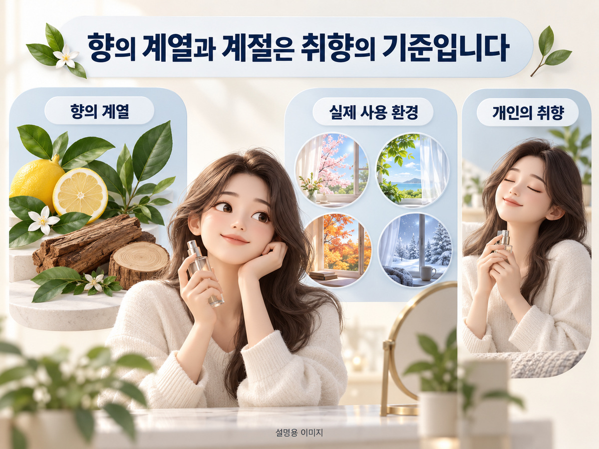 향의 계열과 계절은 취향의 기준입니다의 핵심 내용을 보여주는 설명용 이미지