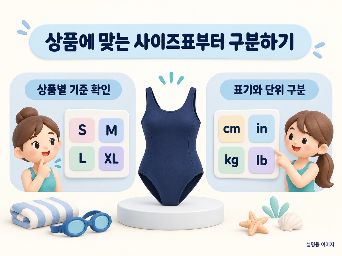 상품에 맞는 사이즈표부터 구분하기 설명용 이미지