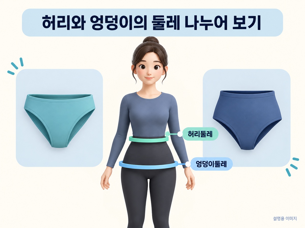 허리와 엉덩이의 둘레 나누어 보기 설명용 이미지