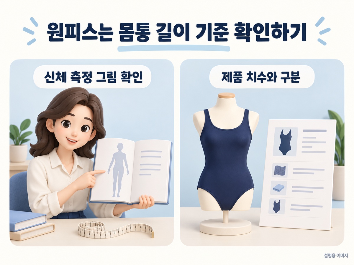 원피스는 몸통 길이 기준 확인하기 설명용 이미지