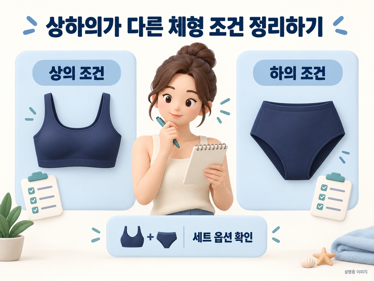 상하의가 다른 체형 조건 정리하기 설명용 이미지
