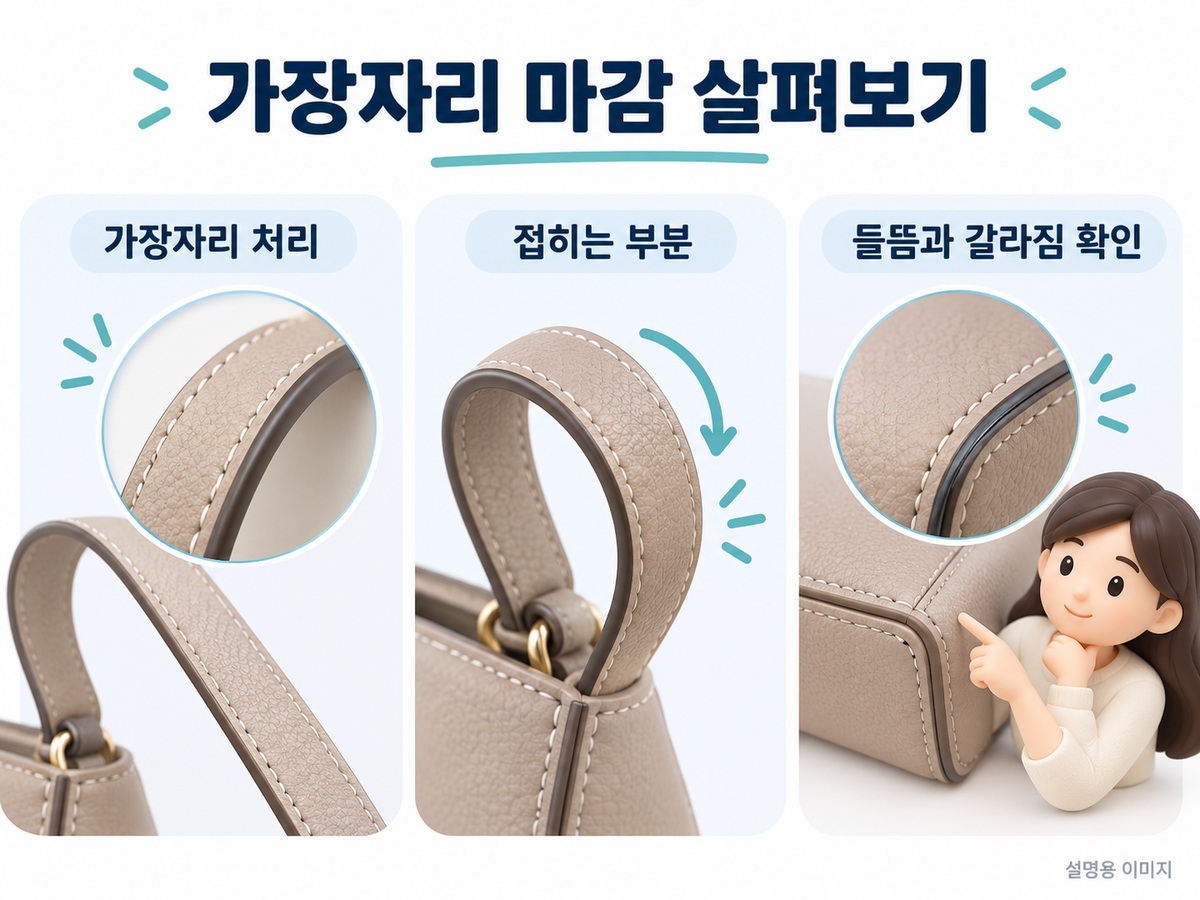 가장자리 마감 살펴보기의 확인 기준을 설명하는 이미지