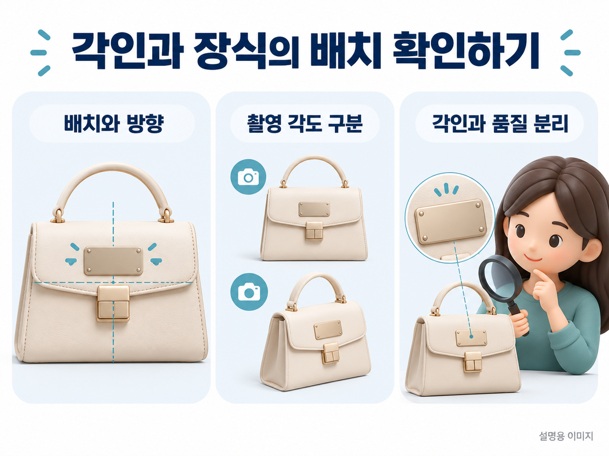 각인과 장식의 배치 확인하기의 확인 기준을 설명하는 이미지