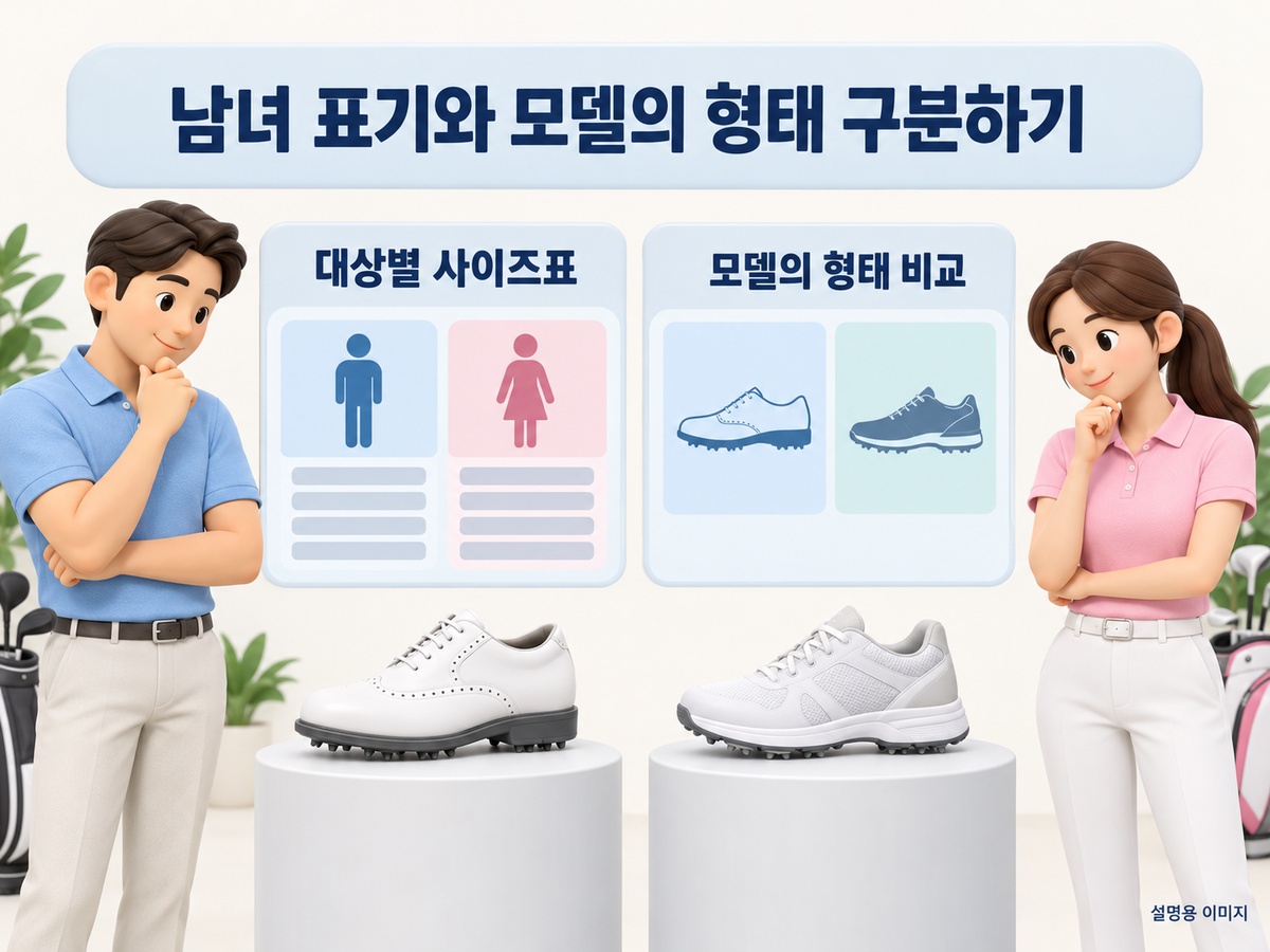 남녀 표기와 모델의 형태 구분하기 설명용 이미지