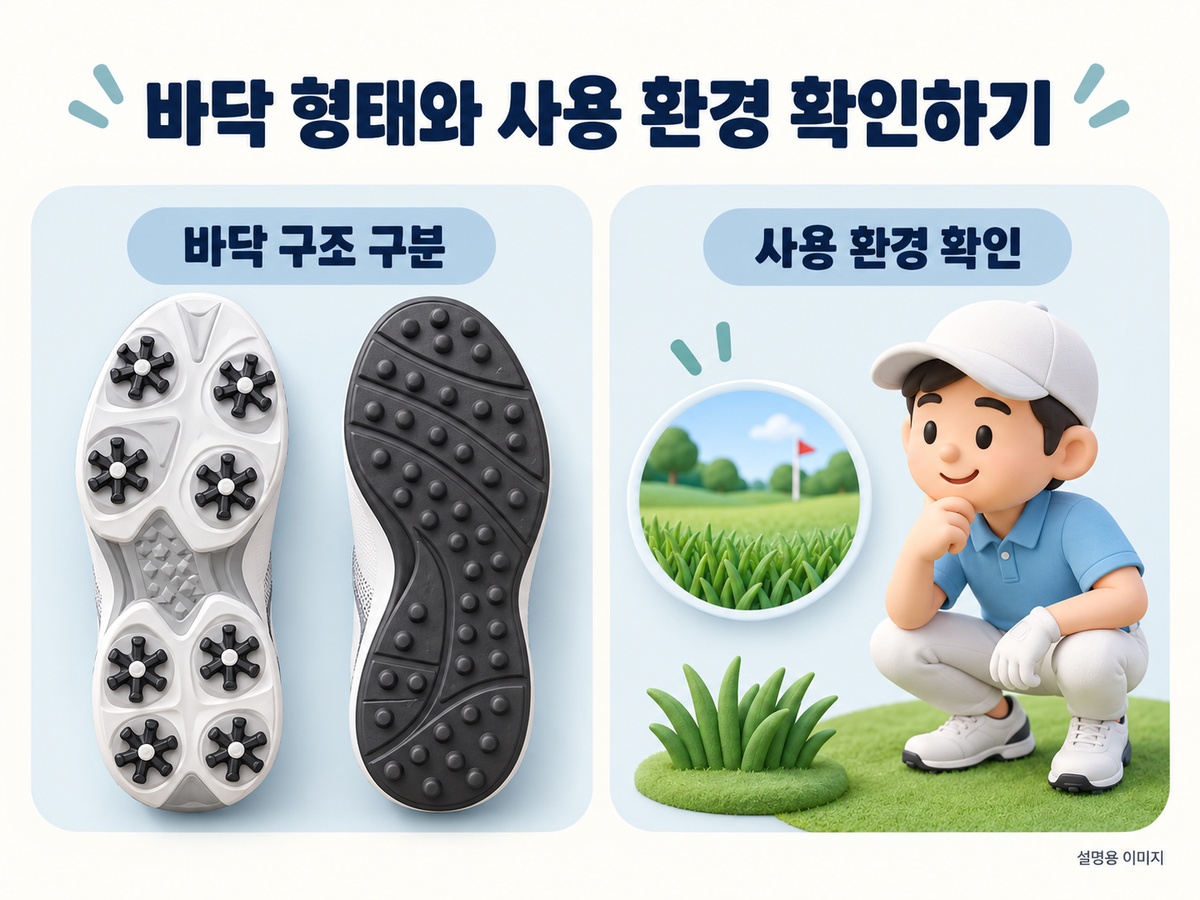 바닥 형태와 사용 환경 확인하기 설명용 이미지
