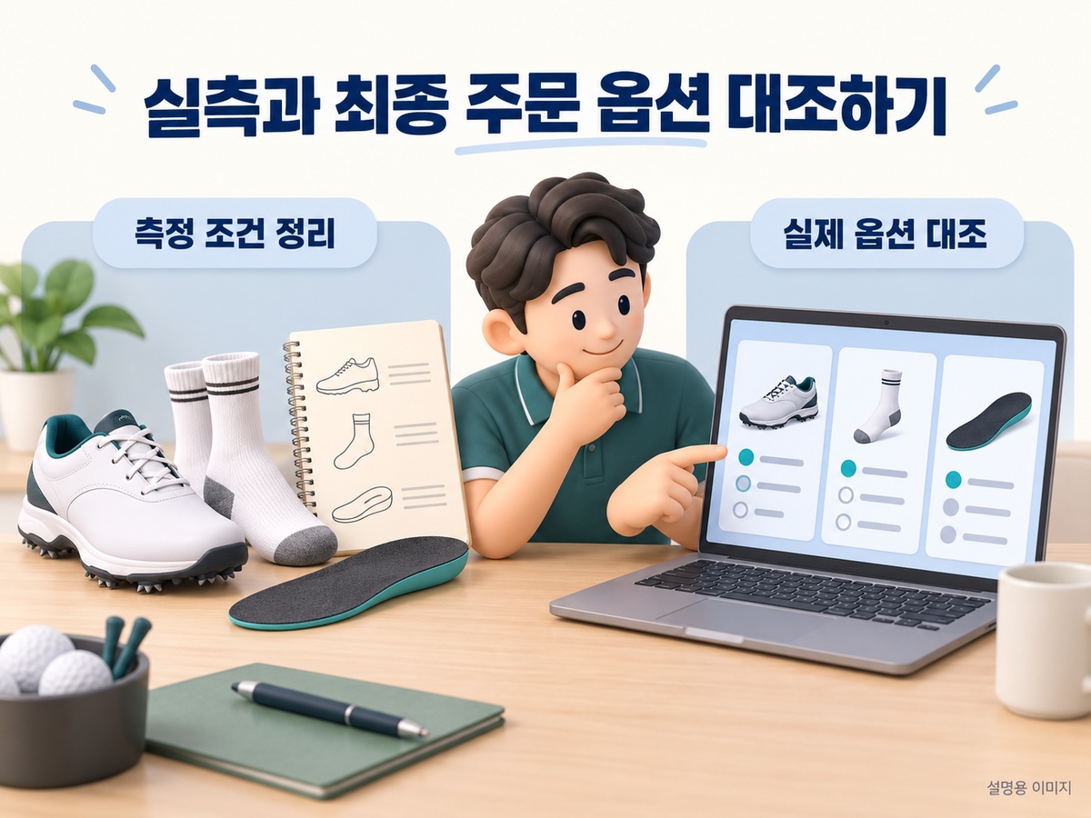 실측과 최종 주문 옵션 대조하기 설명용 이미지
