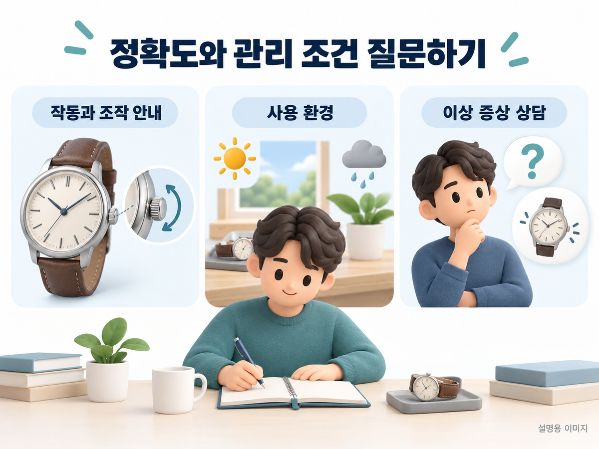 정확도와 관리 조건 질문하기의 확인 기준을 설명하는 이미지