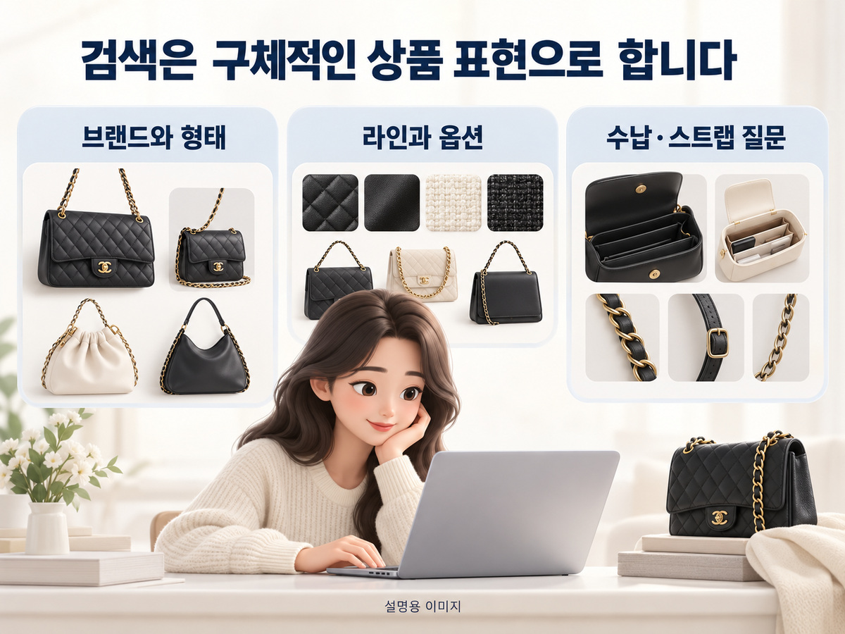 검색은 구체적인 상품 표현으로 합니다의 핵심 내용을 보여주는 설명용 이미지