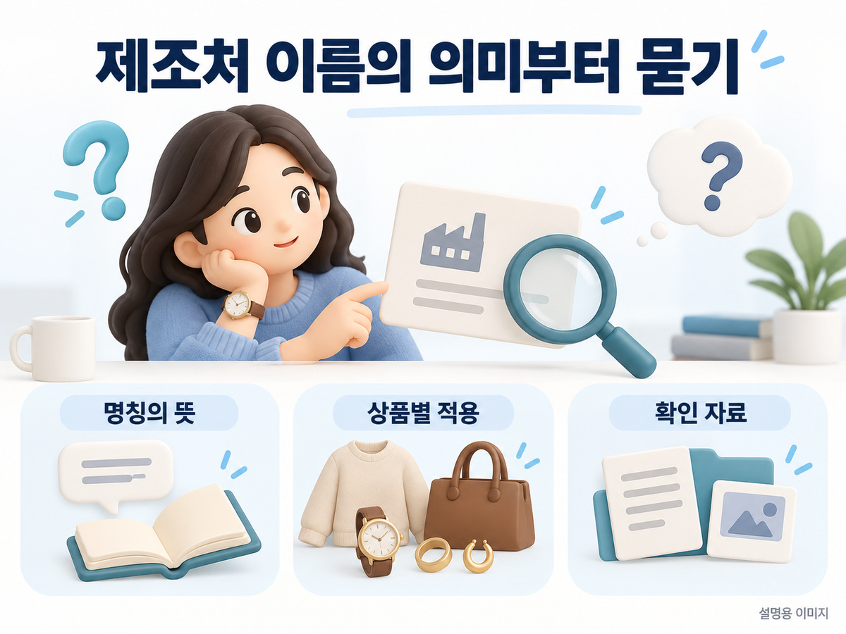 제조처 이름의 의미부터 묻기의 확인 기준을 설명하는 이미지