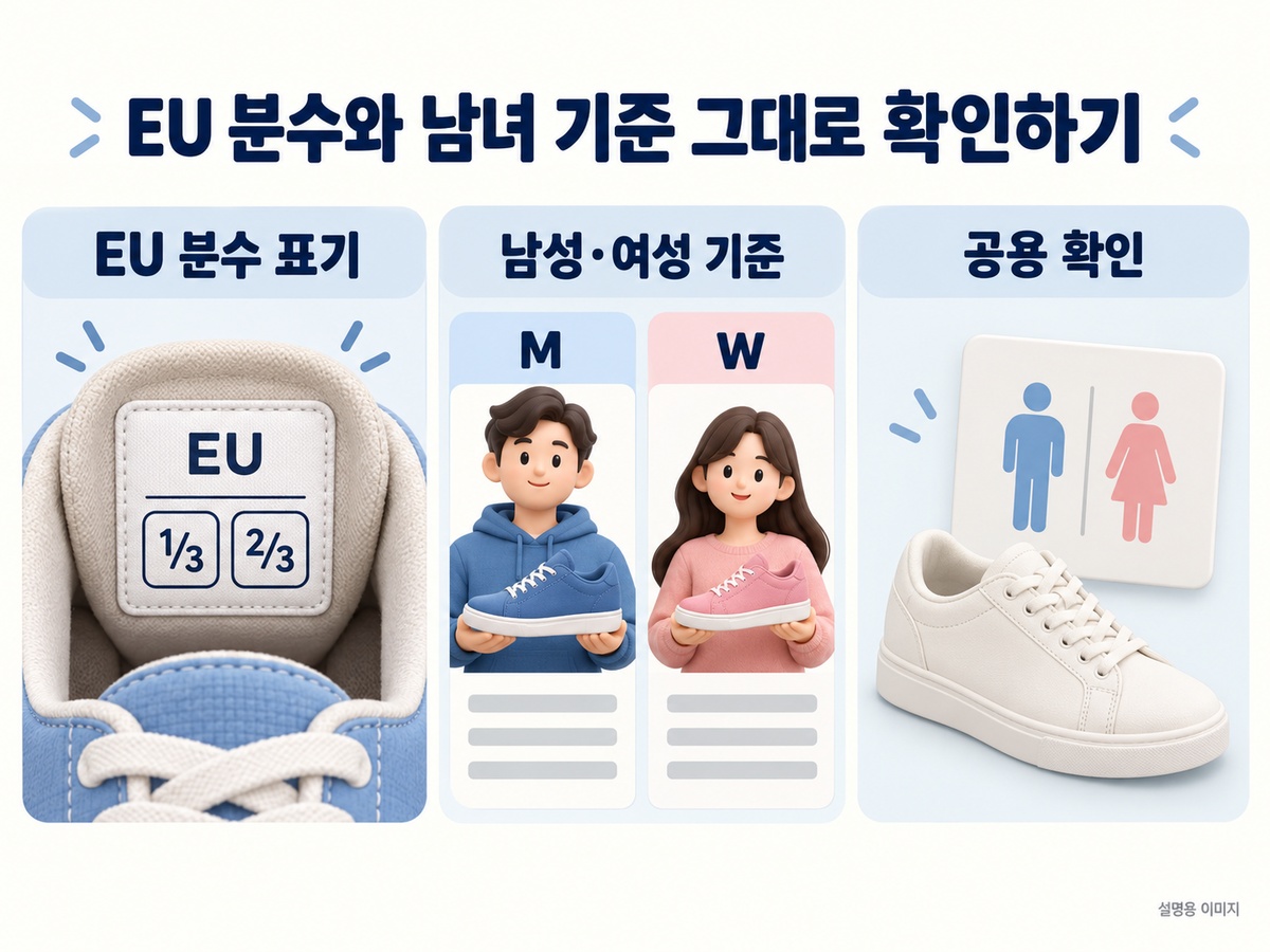 EU 분수 표기와 남녀 공용 기준을 확인하는 설명