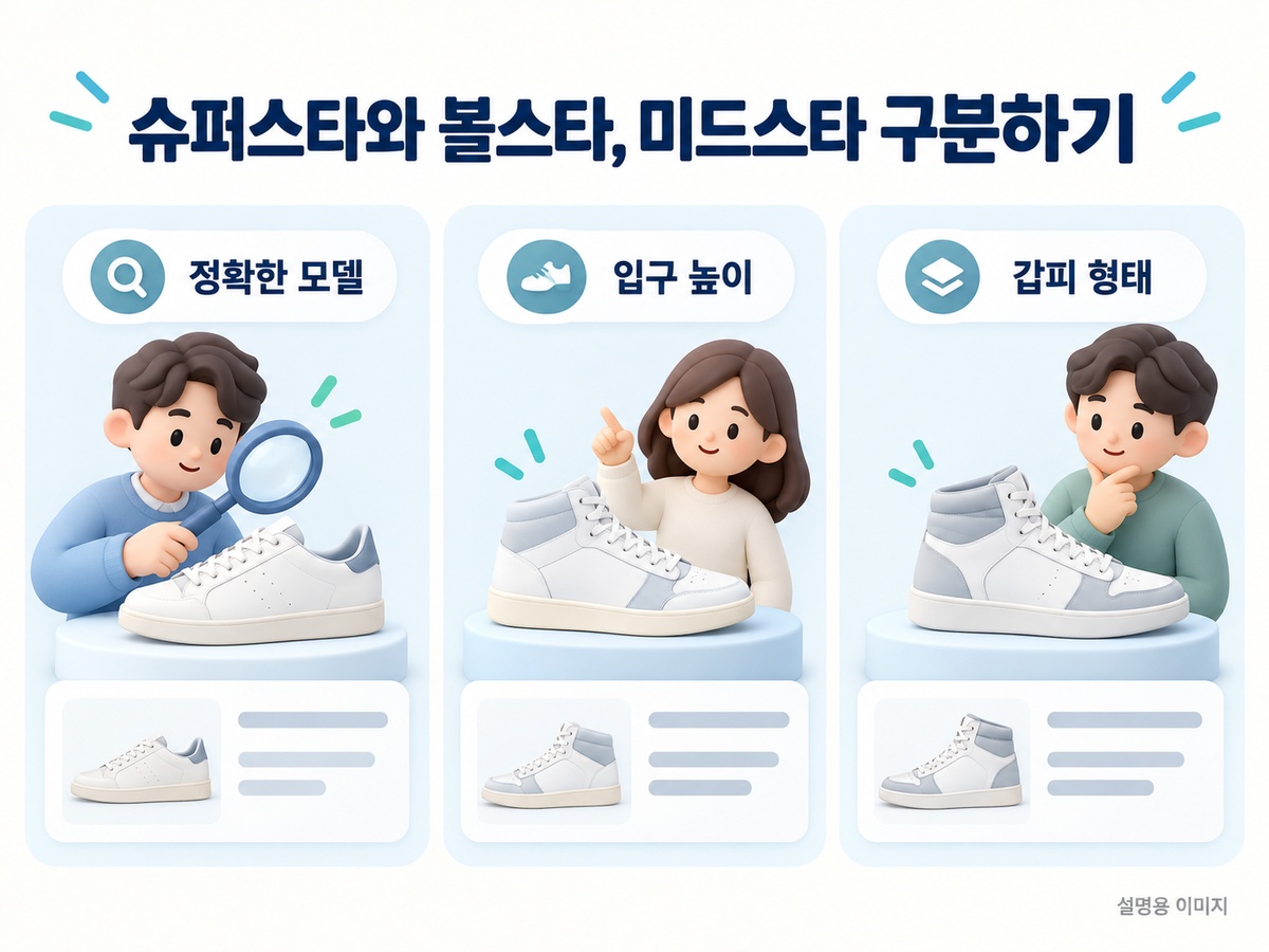 낮은 운동화와 높은 입구 운동화의 모델 차이를 설명