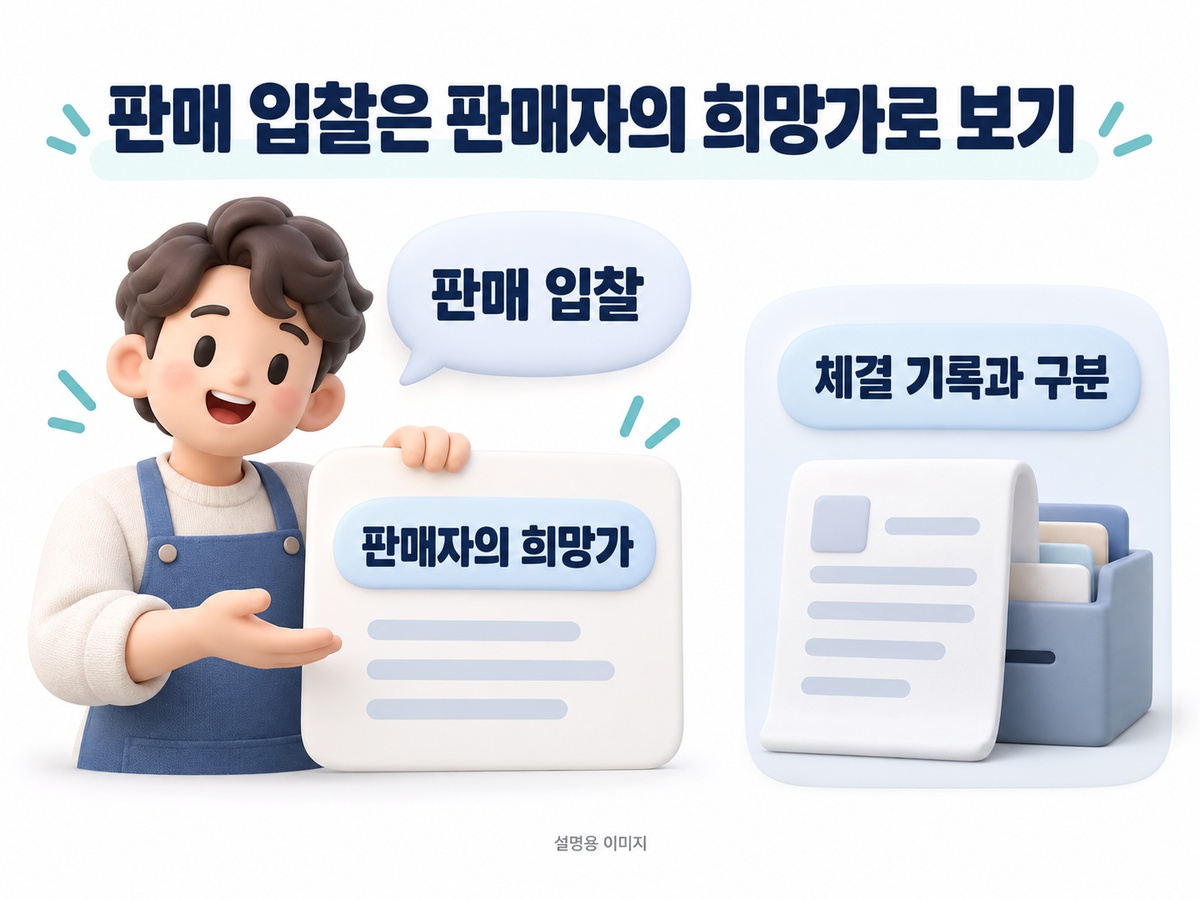 판매 입찰의 판매 희망가와 체결 기록을 구분하는 설명용 이미지
