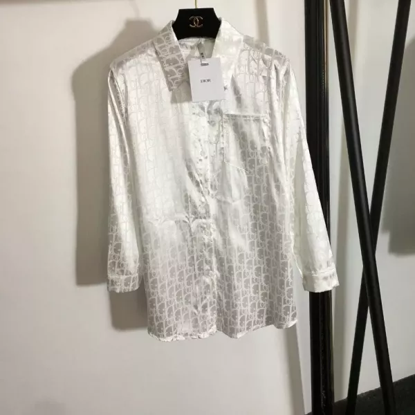 디올 올오버 로고 자카드 카라 긴소매 셔츠