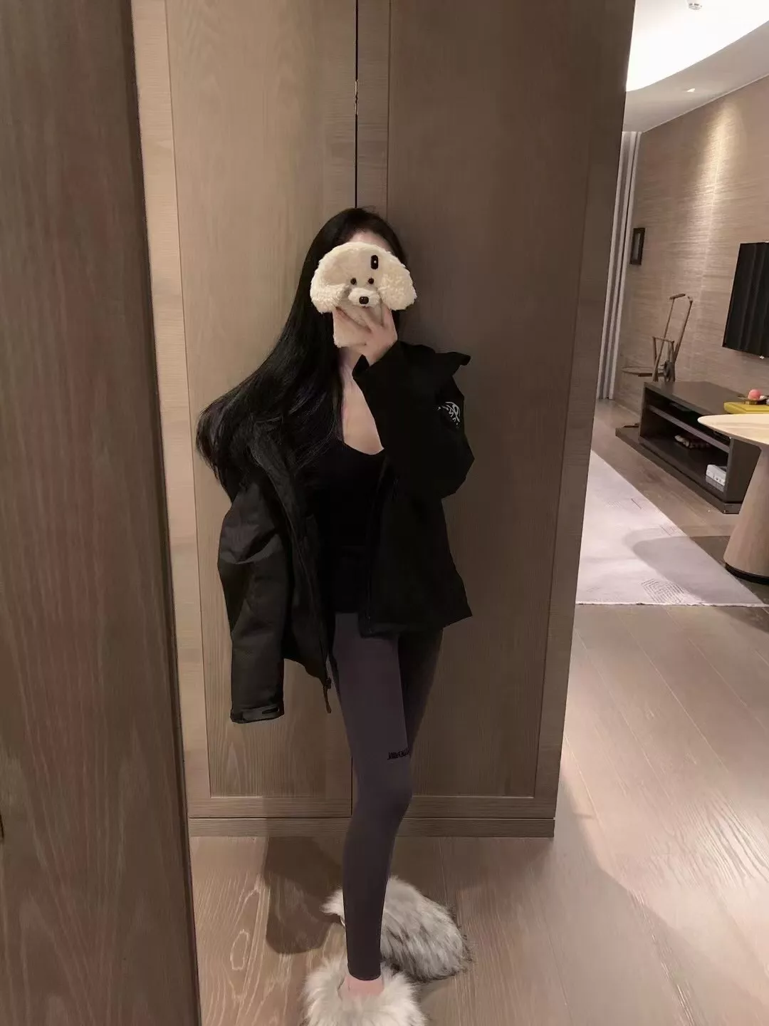 샤넬 로고 큐빅 포인트 기모 레깅스 상세 이미지 22