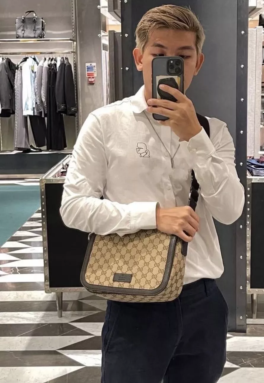 구찌 GG 캔버스 레더 트리밍 플랩 메신저백 상세 이미지 1