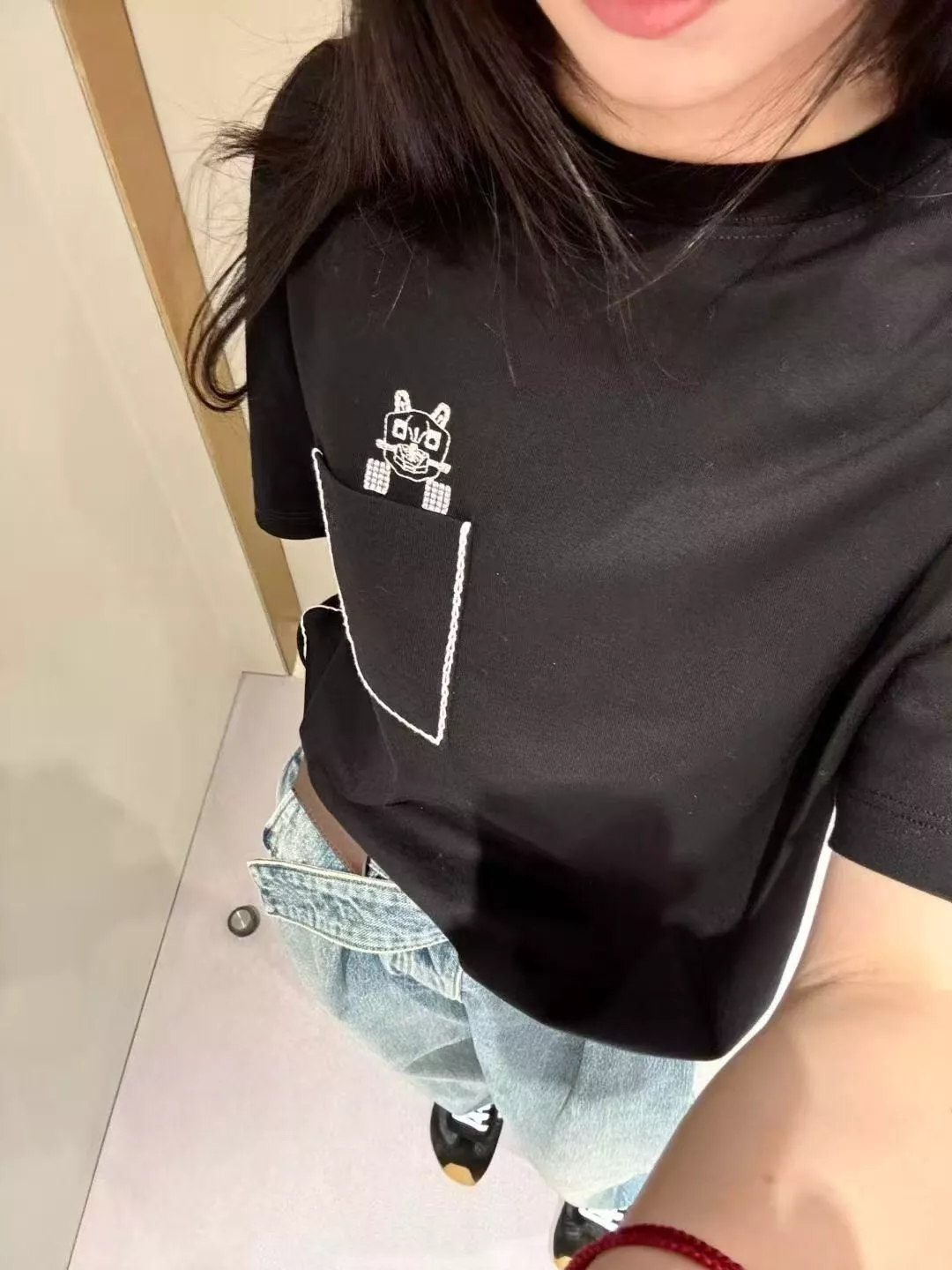 로에베 카툰 고양이 자수 포켓 코튼 반소매 티셔츠 상세 이미지 23