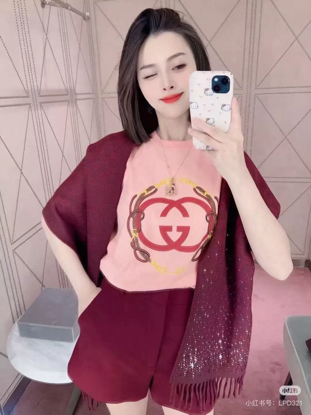 구찌 GG 체인 프린트 라운드 반소매 티셔츠 상세 이미지 27