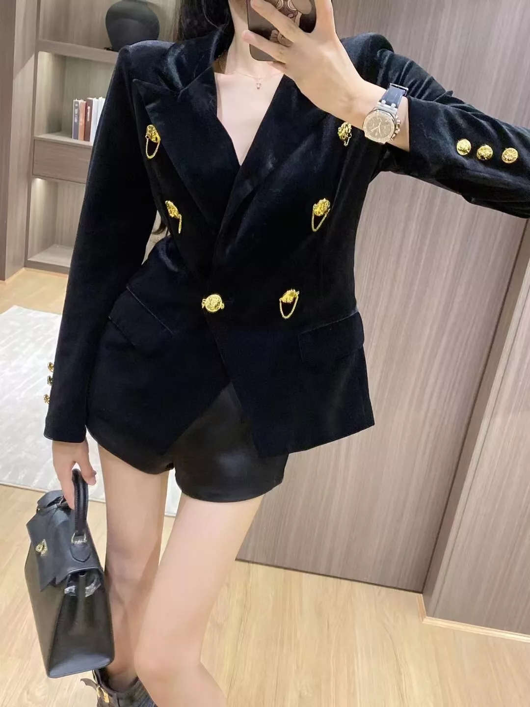 샤넬 벨벳 라이온 헤드 더블 버튼 재킷 상세 이미지 11