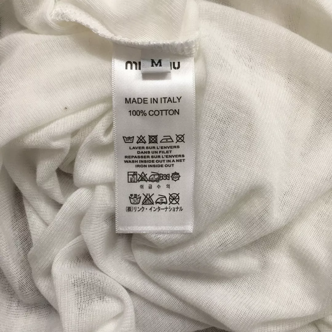 미우미우 넥 라벨 레터링 장식 긴소매 티셔츠 상세 이미지 9
