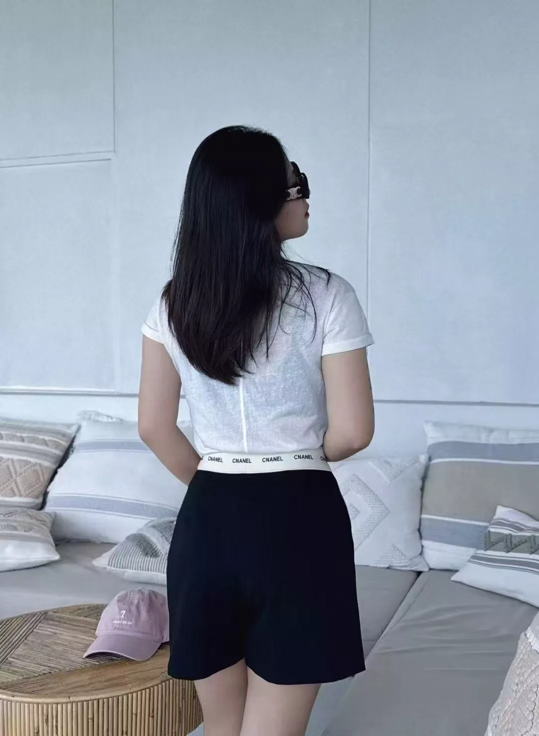 샤넬 로고 배색 하이웨이스트 숏팬츠 상세 이미지 18