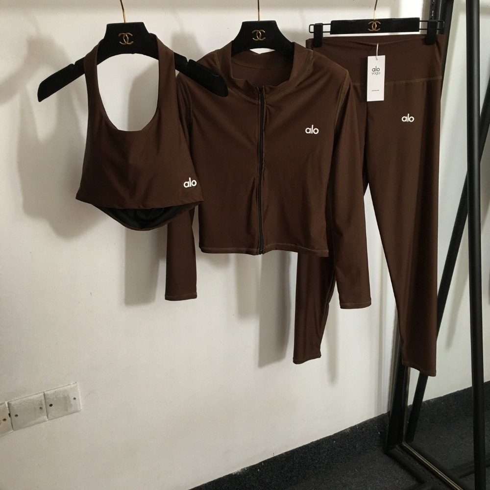 알로 홀터 브라탑·집업 상의·레깅스 3종 세트