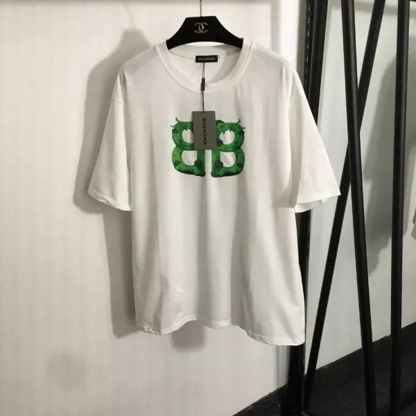발렌시아가 클라우드 용 문양 BB 로고 오버핏 프린트 티