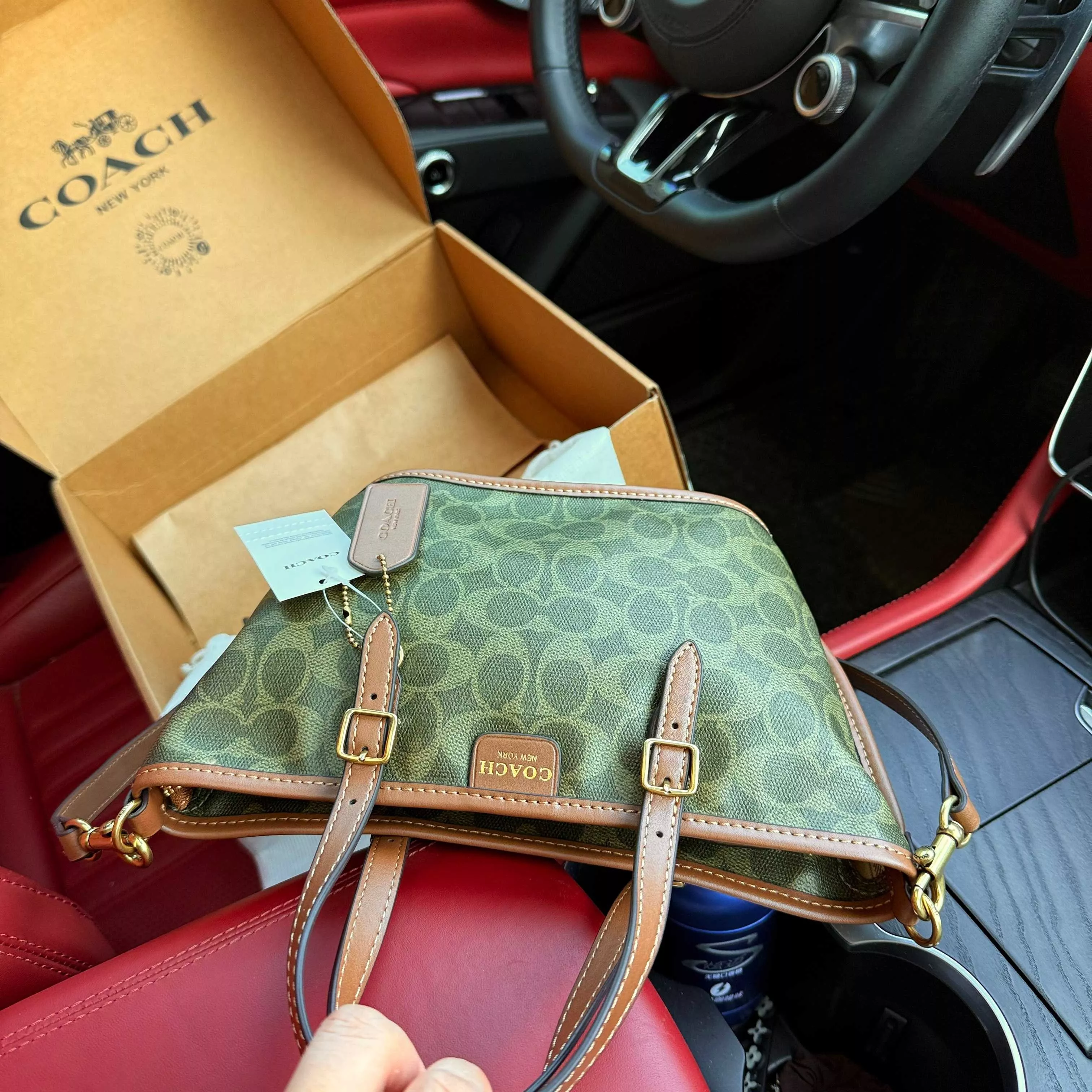 코치 그린 시그니처 미니 토트 상세 이미지 6