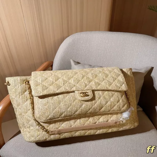 샤넬 라피아 더블 포켓 공항백