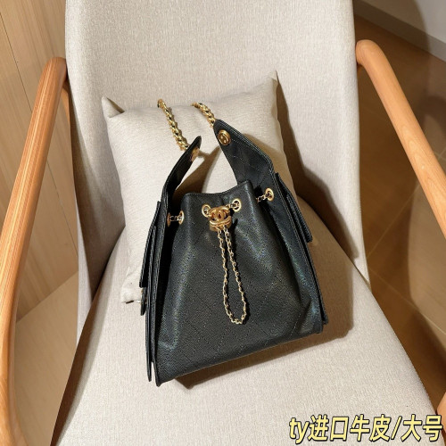 샤넬 25C 드로스트링 퀼팅 체인 버킷백