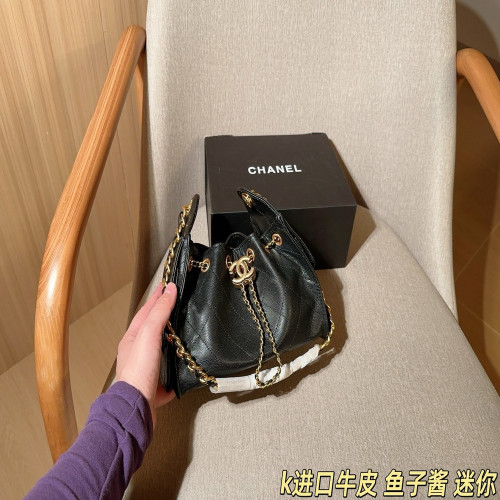 샤넬 25C 미니 캐비어 드로스트링 호보 버킷백