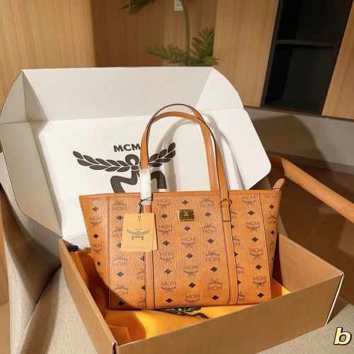 엠씨엠 토니 비세토스 클래식 코냑 지퍼 토트백