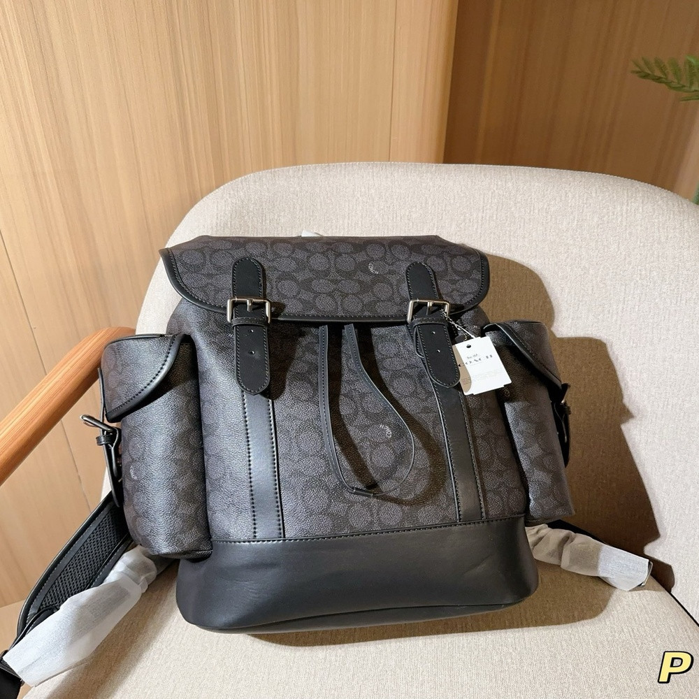 코치 남성 스프린트 시그니처 블랙 플랩 백팩