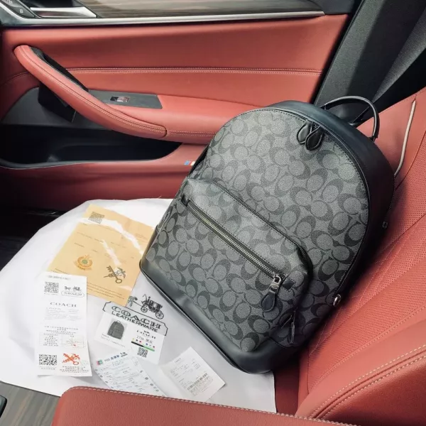 코치 남녀공용 시그니처 블랙 모노그램 데이 백팩