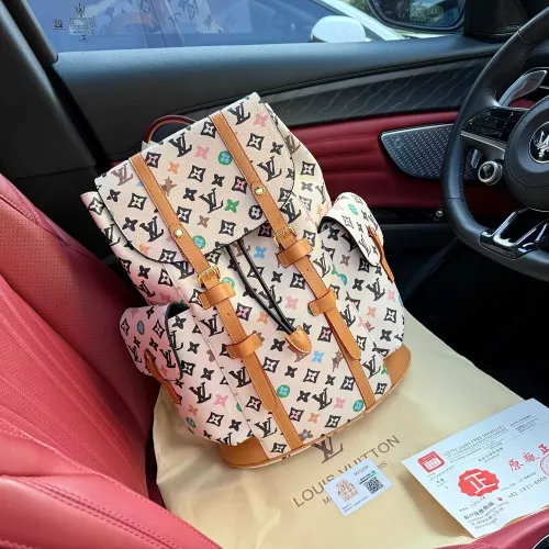 루이비통 화이트 모노그램 삼색 럭셔리 백팩