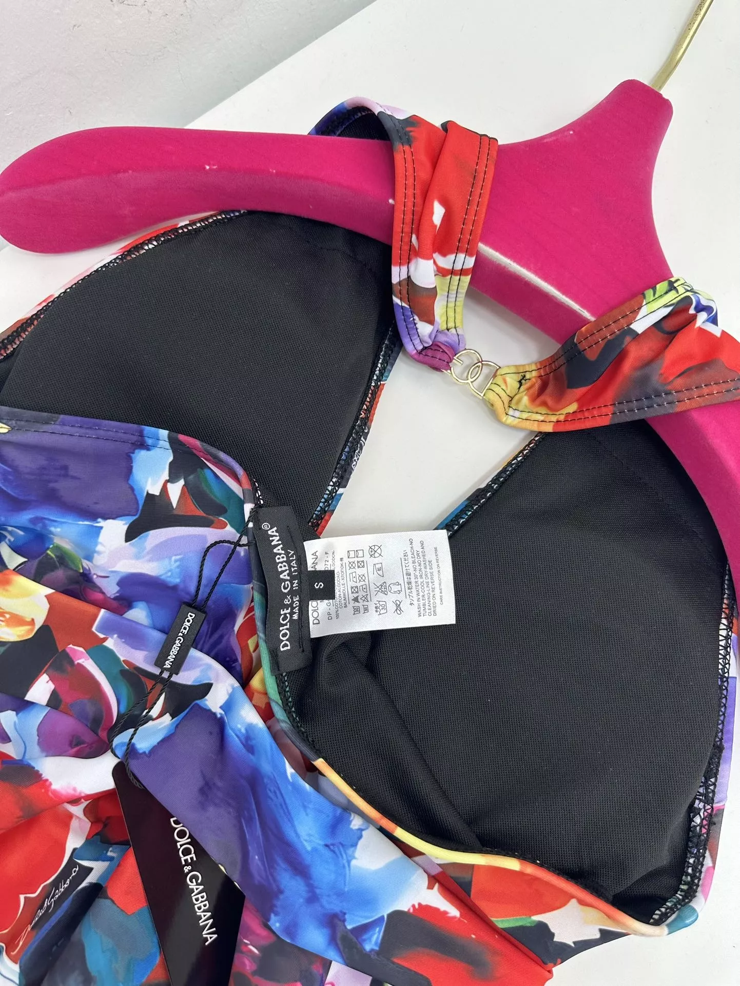 돌체앤가바나 플라워 파워 추상 플라워 프린트 벨트 딥넥 원피스 수영복 상세 이미지 9