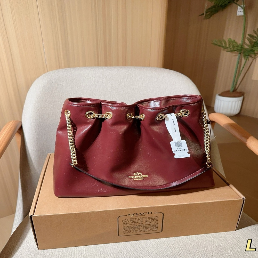코치 에블린 드로스트링 체인 버킷백