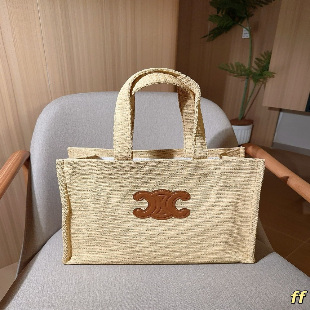 셀린느 카바스 타이스 라피아 쇼퍼백