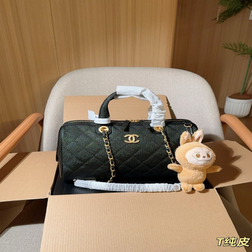 샤넬 25A 캐비어 퀼팅 핸드 캐리 볼링백