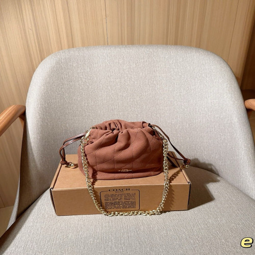 코치 스웨이드 감성 드로스트링 체인 버킷백