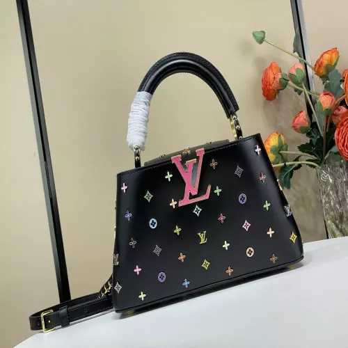 루이비통 카푸신느 이스트웨스트 레인보우 LV 플라워 스터드 백