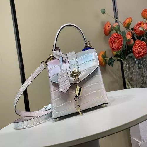 루이비통 로즈 데 방 크로커 엠보싱 탑핸들 백